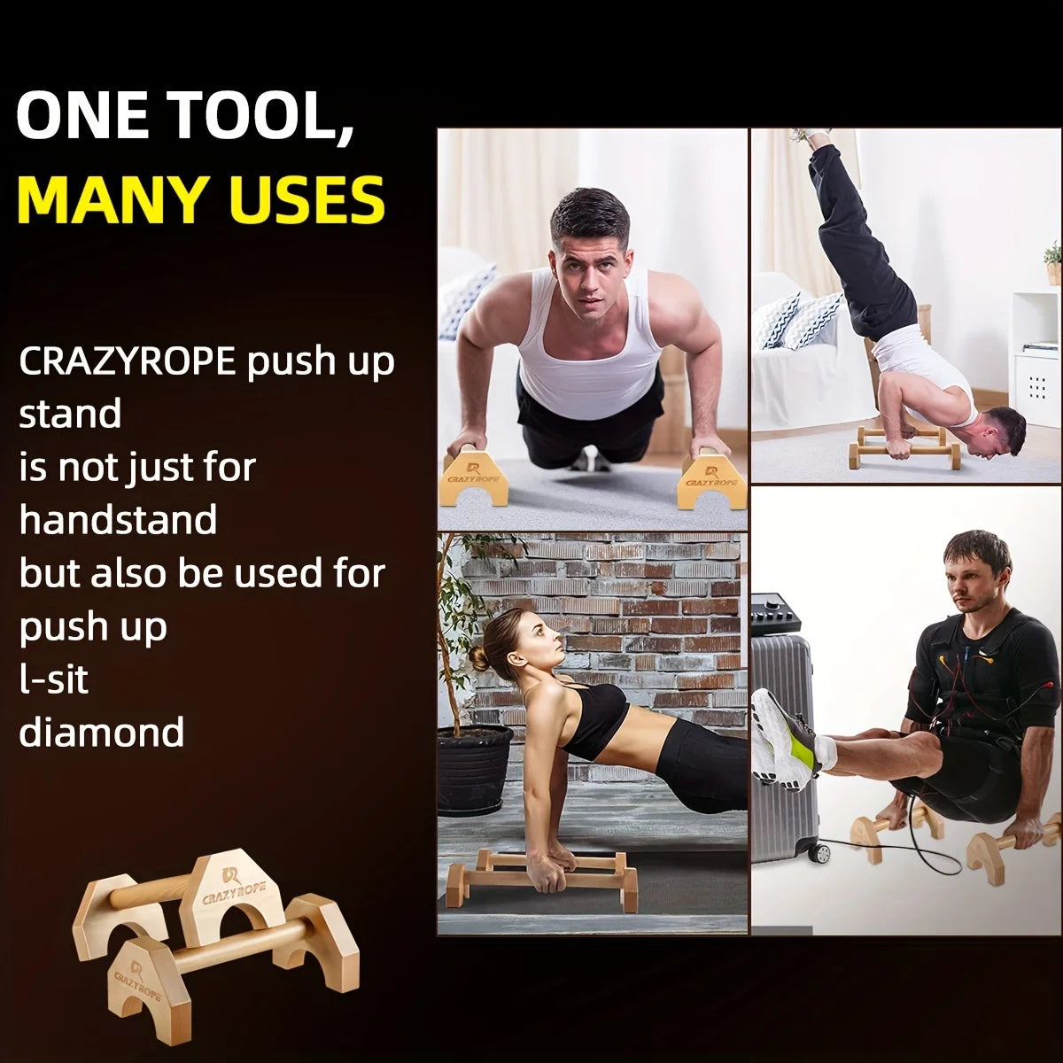 Wooden Parallettes - Push Up Stand Bars