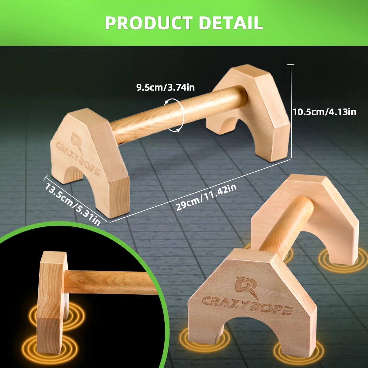 Wooden Parallettes - Push Up Stand Bars