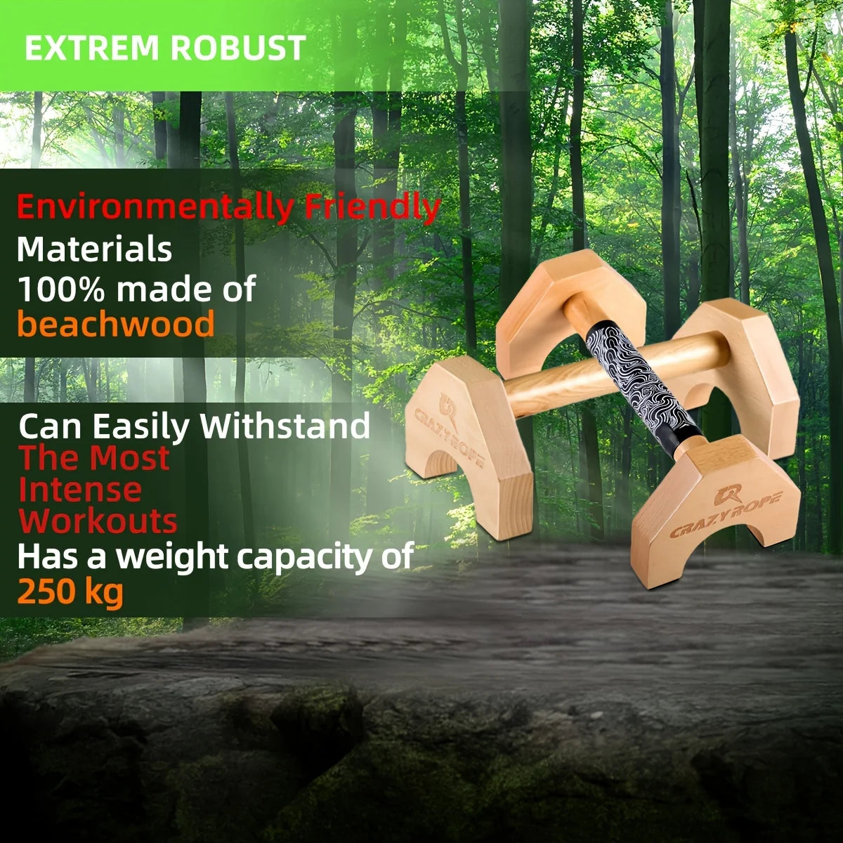 Wooden Parallettes - Push Up Stand Bars