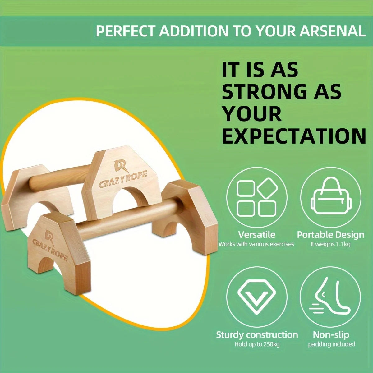 Wooden Parallettes - Push Up Stand Bars