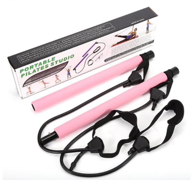 Pilates Fitness Bar With Resistance Bands - Portable Workout Equipment