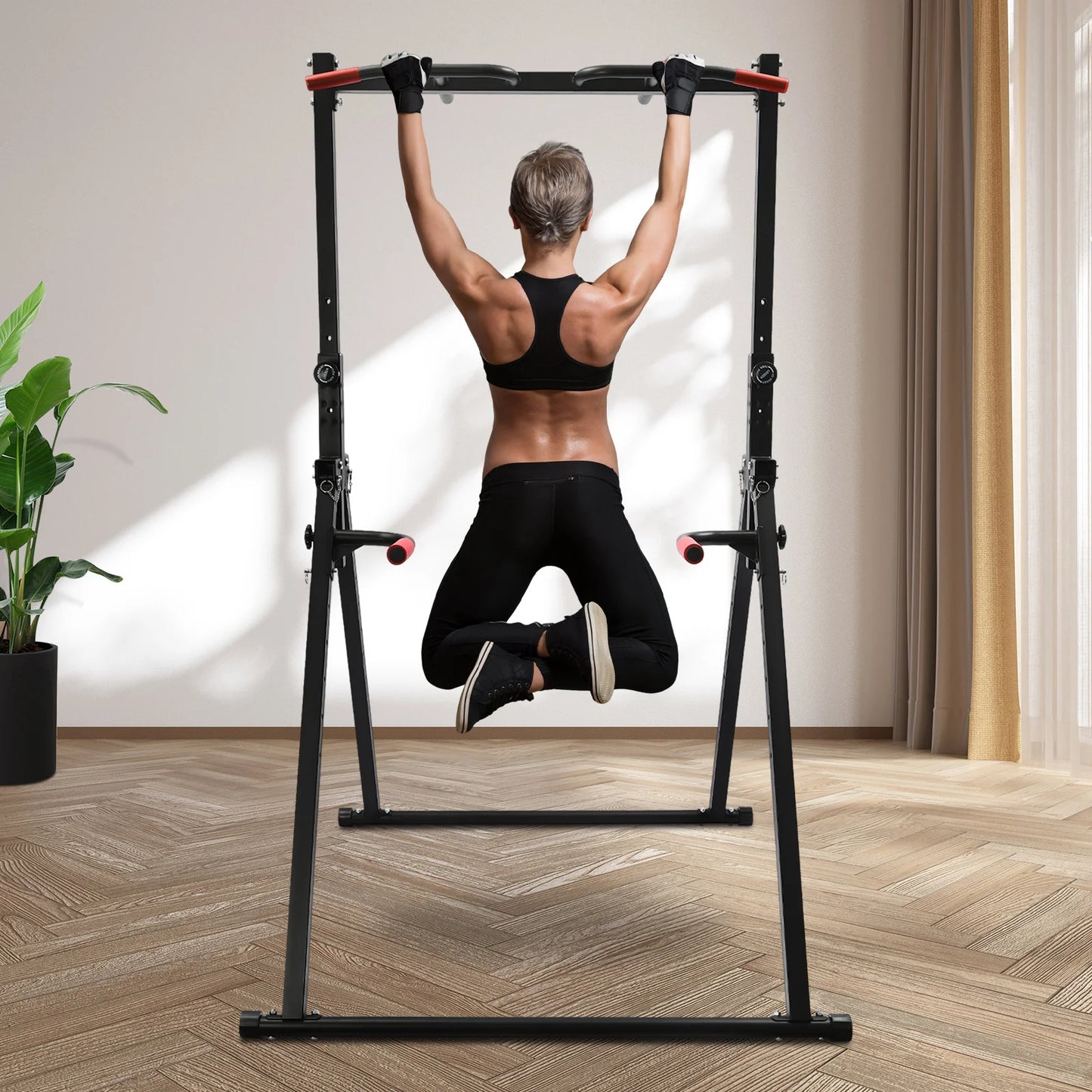 Foldable Standing Pull up Bar and Dip Station