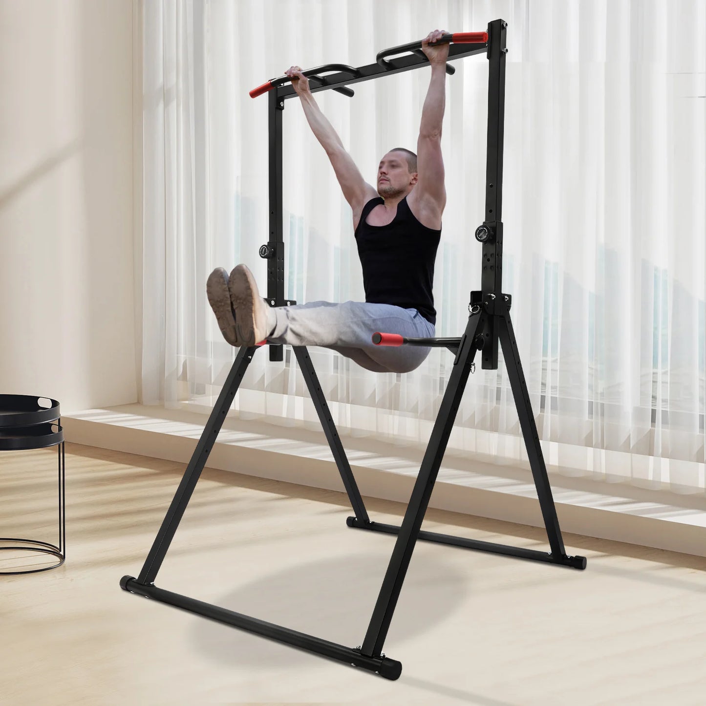 Foldable Standing Pull up Bar and Dip Station